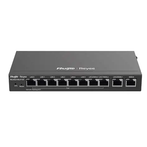 RUIJIE RG-EG210G-P-V3 ROUTER ADMINISTRABLE POE 10  PUERTOS 1000BASE-T  2 WAN (1 LAN)  8 LAN (2 WAN)