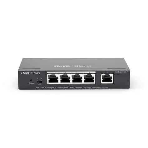 RUIJIE RG-ES205GC-P SWITCH SMART POE 5 PUERTOS GIGABIT  RJ45,  4 PUERTOS POE/POE+, CAPACIDAD DE POE 5
