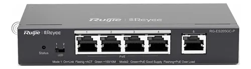 RUIJIE RG-ES205GC SWITCH ADMINISTRABLE DE 5 PUERTOS  GIGABIT